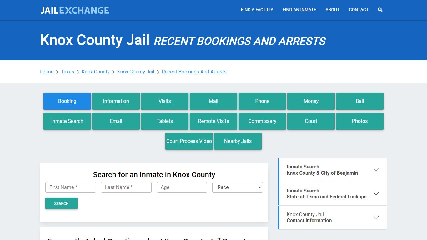 Knox County Jail TX Recent Arrests and Bookings - Jail Exchange